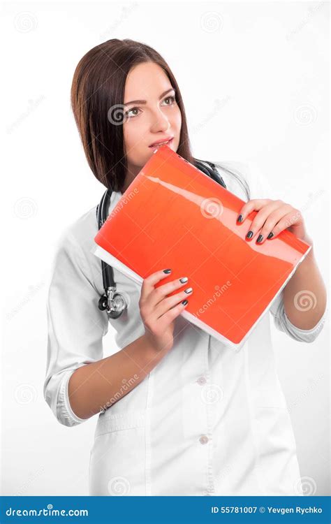 Female Doctor With Folder Stock Image Image Of Health 55781007