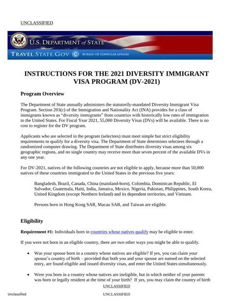 Pdf Instructions For The 2021 Diversity Immigrant Visa · Entrant Status Check To Check If