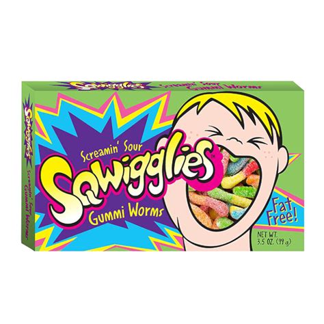 Sqwigglies Screamin Sour Gummi Worms 35oz 99g 12ct American