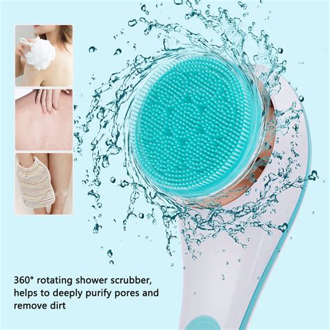 Mixfeer Electric Silicone Bath Brush Back Scrubber 4 Brush Heads Usb