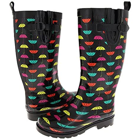 Capelli New York Multi Dots Gusset And Back Pull Loop Tall Womens Rain Boots Womens Rain Boots