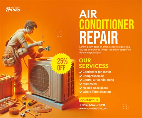 Plantilla De Air Conditioner Repair Service Ad Template Postermywall