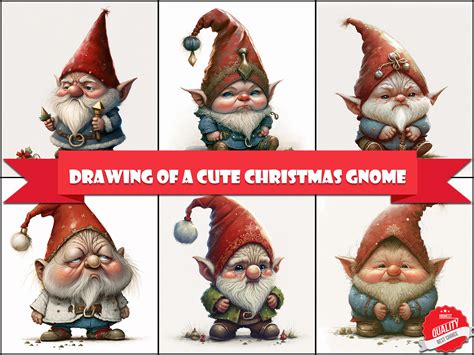 Drawing of a Cute Christmas Gnome Graphic by oggstudiotr · Creative Fabrica