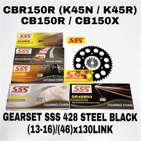 Jual GIRSET GEARSET SSS 428 STEEL BLACK CBR150R CB150R CB150X RANTAI