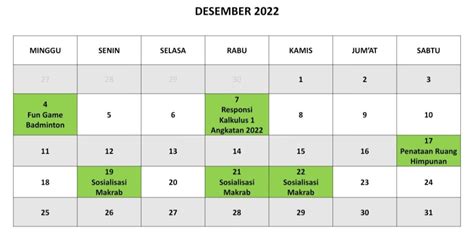 Kalender Kegiatan Himpunan 2022 2023 Teknik Kimia Itenas