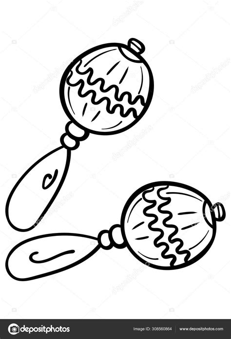 Maracas De Dibujos Animados Sobre Fondo Blanco Dibujo Para Colorear