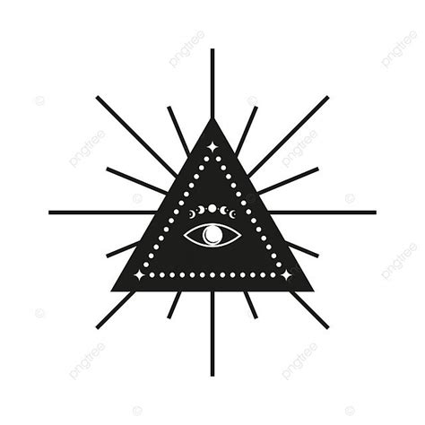 Third Eye In Triangle Shape With Starburst Line Graphic Drawing Vector