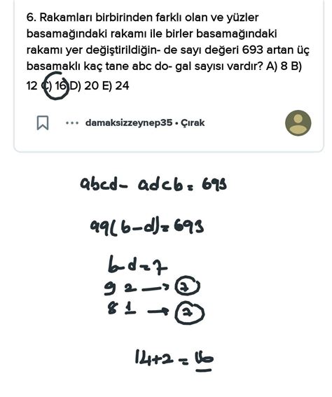 Rakamlar Birbirinden Farkl Olan Ve Y Zler Basama Ndaki Rakam Ile