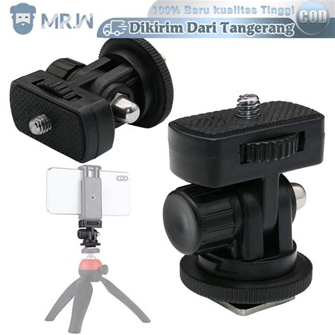 Jual Swivel Hot Shoe Mount Bracket Adapter Ball Head Tripod Kamera Rotasi Tripod Kamera