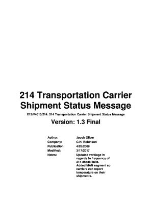 Fillable Online CHR LTL Carrier X12 214 Fax Email Print PdfFiller