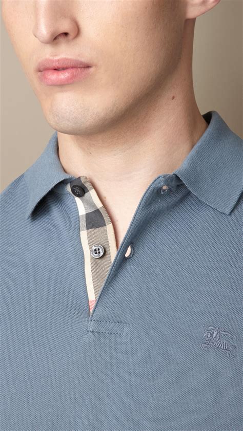 Lyst Burberry Long Sleeve Polo Shirt In Blue For Men