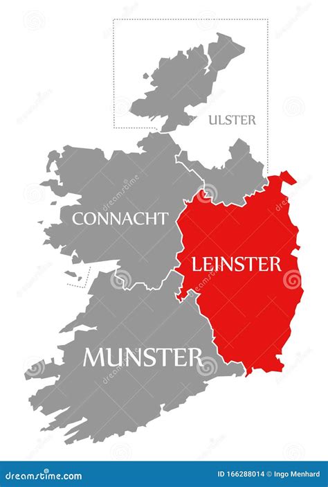 Leinster Red Highlighted In Map Of Ireland Stock Illustration