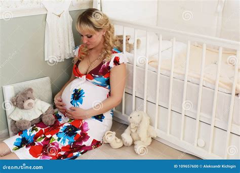 Beautiful Girl Pregnant Blonde Stock Photo Image Of Interior Adult