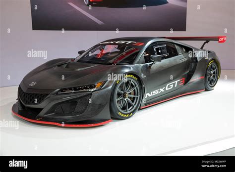 Brussels Jan 10 2018 Honda Nsx Gt3 Racing Car Showcased At The