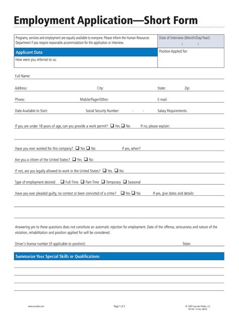 Employment Application Short Form Complete With Ease AirSlate SignNow