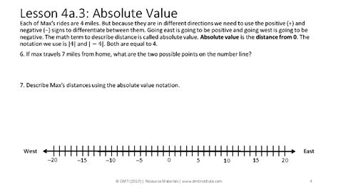 Lesson 4 a 3 Number Lines Absolute Value