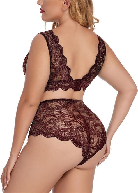 Avidlove Plus Size Lingerie Set For Women Sexy Lace Halter Bralette