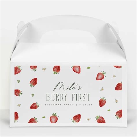 Strawberry Party Favor Box Etsy