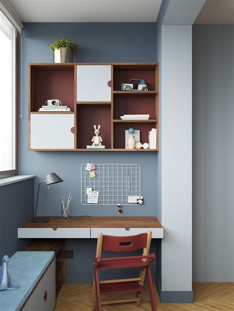 Рабочая зона с хранением в детской | Metal wall shelves, Nursery room ...
