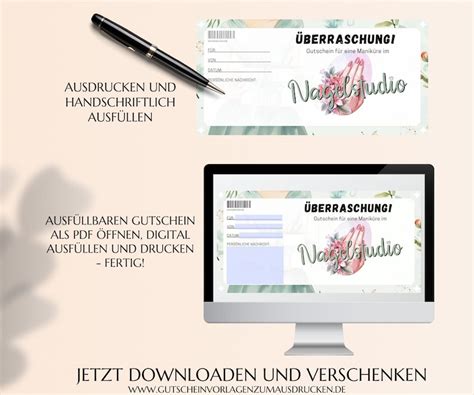 Gutschein Nagelstudio Vorlage Zum Ausdrucken Pdf Manik Re Gutschein