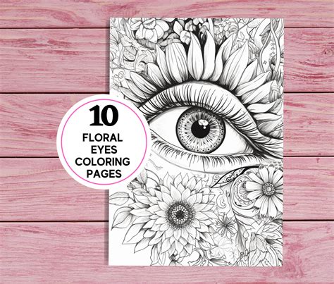 Floral Eyes 10 Abstract Coloring Pages for Adults Printable PDF A4 ...