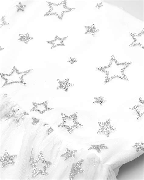 Riachuelo Vestido Infantil Tule Estrelas De Glitter Branco Pool