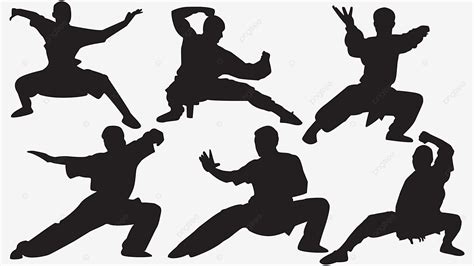 Kung Fu Silhouette Vector Png Set Of Kung Fu Silhouette In Black