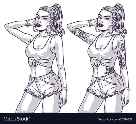 Hot Girl Blonde Monochrome Emblem Royalty Free Vector Image