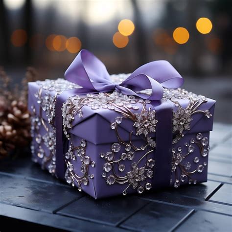 Premium AI Image | purple gift box with a purple bow on it