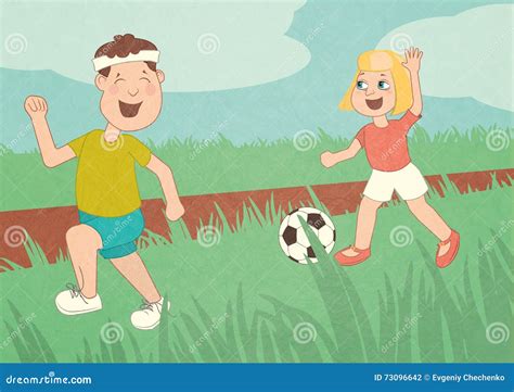 Cartoon Scene With Kids Having Fun In The Park Royalty-Free Illustration | CartoonDealer.com ...