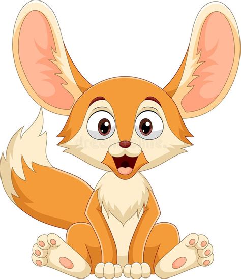 Dessin Anim Mignon Petit Renard Fennec Assis Illustration De Vecteur