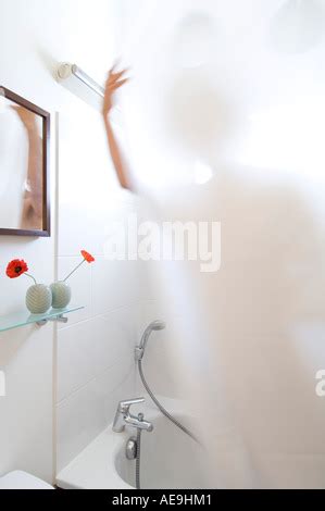 Nude Woman Taking Shower Blurred Stock Photo Alamy