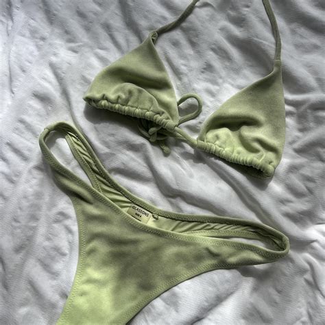 GLASSONS LIME GREEN BIKINI TOP SIZE 8 BOTTOMS Depop