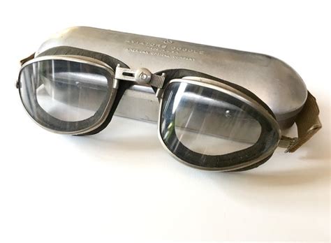 Rare Antique 1930s Aviator Goggles With Original Case Aviator