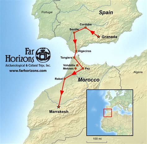 Spain and Morocco Tour Map - Far Horizons Archaeological & Cultural ...