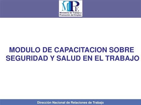 PPT MODULO DE CAPACITACION SOBRE SEGURIDAD Y SALUD EN EL TRABAJO