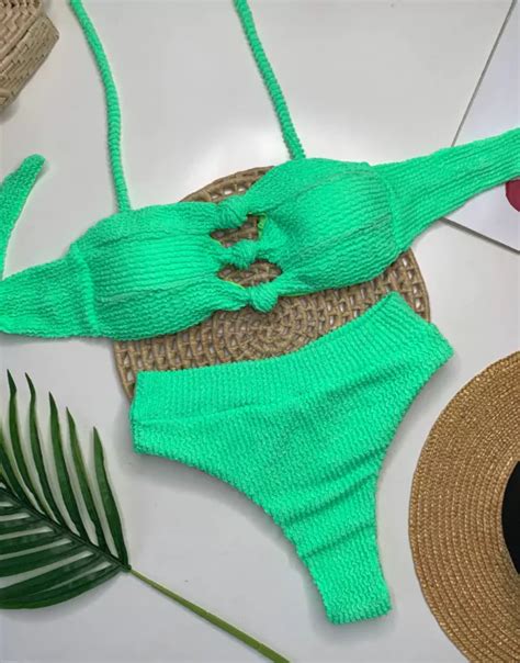 Conjunto Tomara Que Caia Verde Lim O Calcinha Hot Pant
