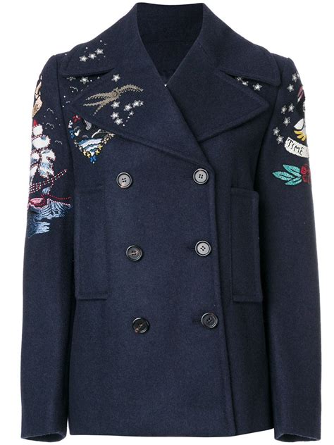 Valentino двубортный пиджак с принтом | Coats for women, Valentino coat ...