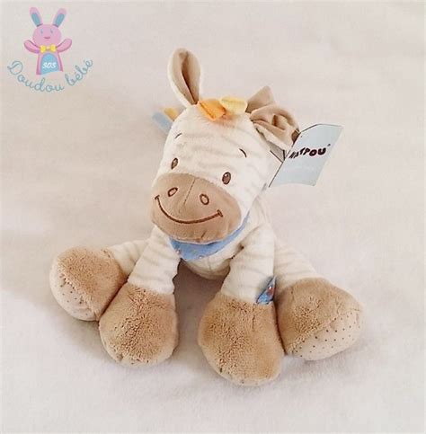 Doudou Zèbre Arthur beige blanc NATTOU Doudou Beige Zebre