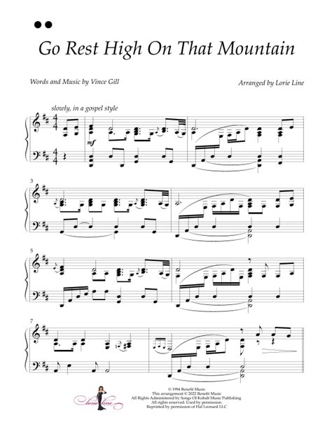 Go Rest High On That Mountain Sheet Music Vince Gill Piano Solo