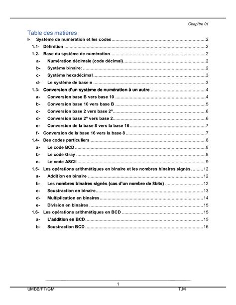 SOLUTION Chapitre 01 Syst Mes De Num Ration Et Codage Dinformation