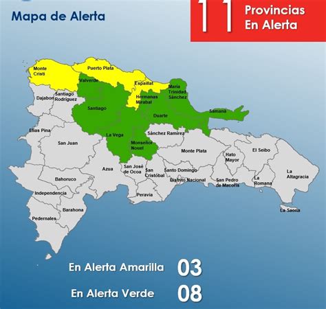 Coe Mantiene Provincias En Alerta Amarilla Y En Verde Por Efectos