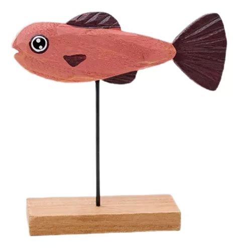 Estatua De Pez De Madera Escultura De Peces Artesanía Hech Cuotas