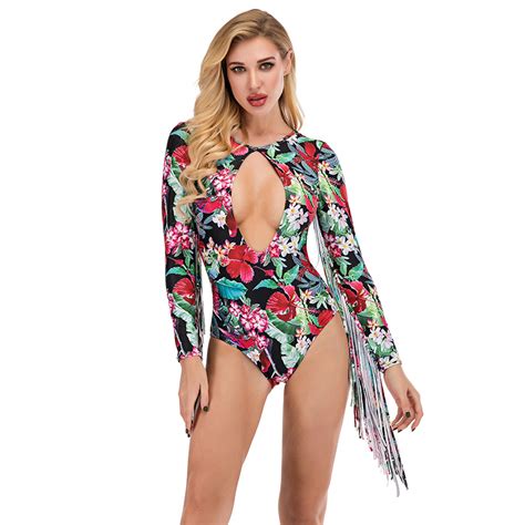 High Quality Customized Sexy Girl Hot Selling Long Sleeve One Piece Cut