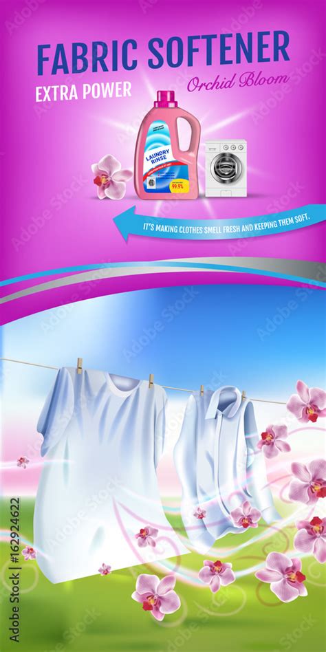 Orchid Fragrance Fabric Softener Gel Ads Vector Realistic Illustration