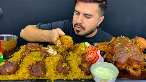 ASMR EATING SPICY CHICKEN LEGS WHOLE CHICKEN CURRY WITH MASALA RICE