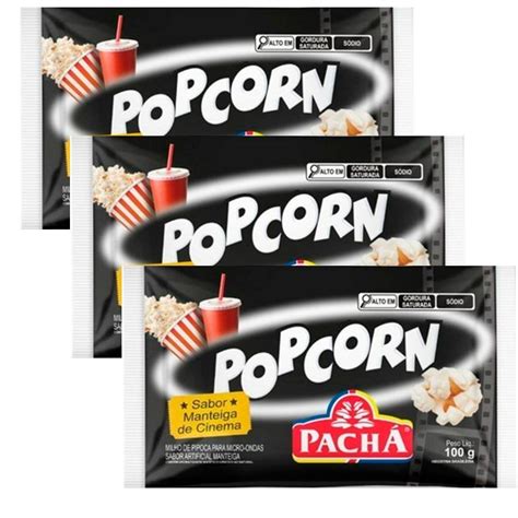 Pipoca Manteiga De Cinema - Kit 3 Pipoca para Microondas Pop Corn Pachá Sabor Manteiga de Cinema ...