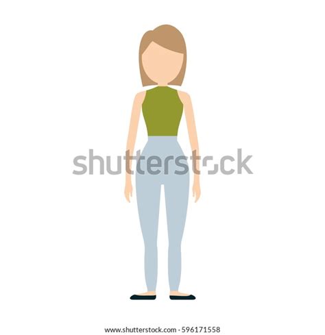 Character Woman Faceless Image Vector Illustration Stock Vector