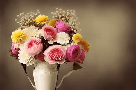 Vintage Flower Bouquet Photograph · Creative Fabrica