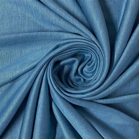 Jersey De Coton Merceris Bleu Satin Tissumarket